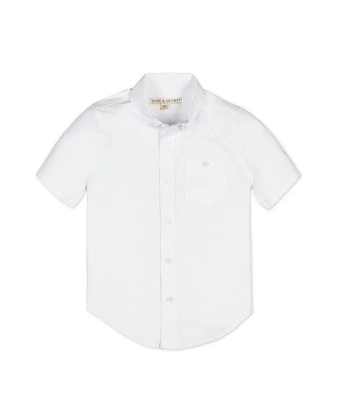 Hope & Henry Boys' Organic Short Sleeve Stretch Poplin Button Down Shirt - Little Kid