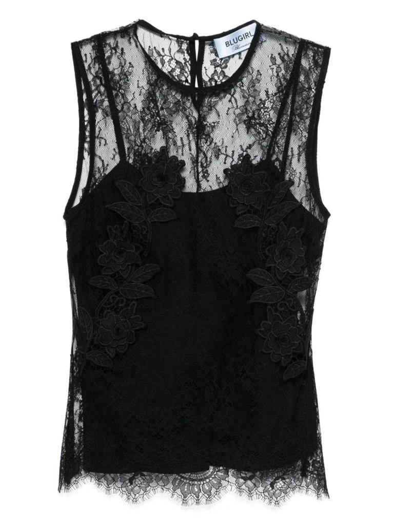BLUMARINE Blumarine Black Semi-Trasparent Top In Lace 1