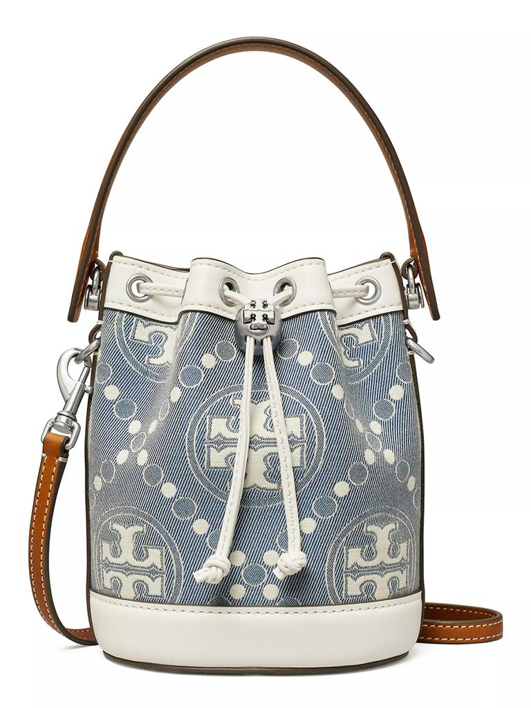 【TORY BURCH】Mini T-Monogram Denim Bucket Bag Tory Burch Mini T Monogram Denim Bucket Bag | Bloomingdale's