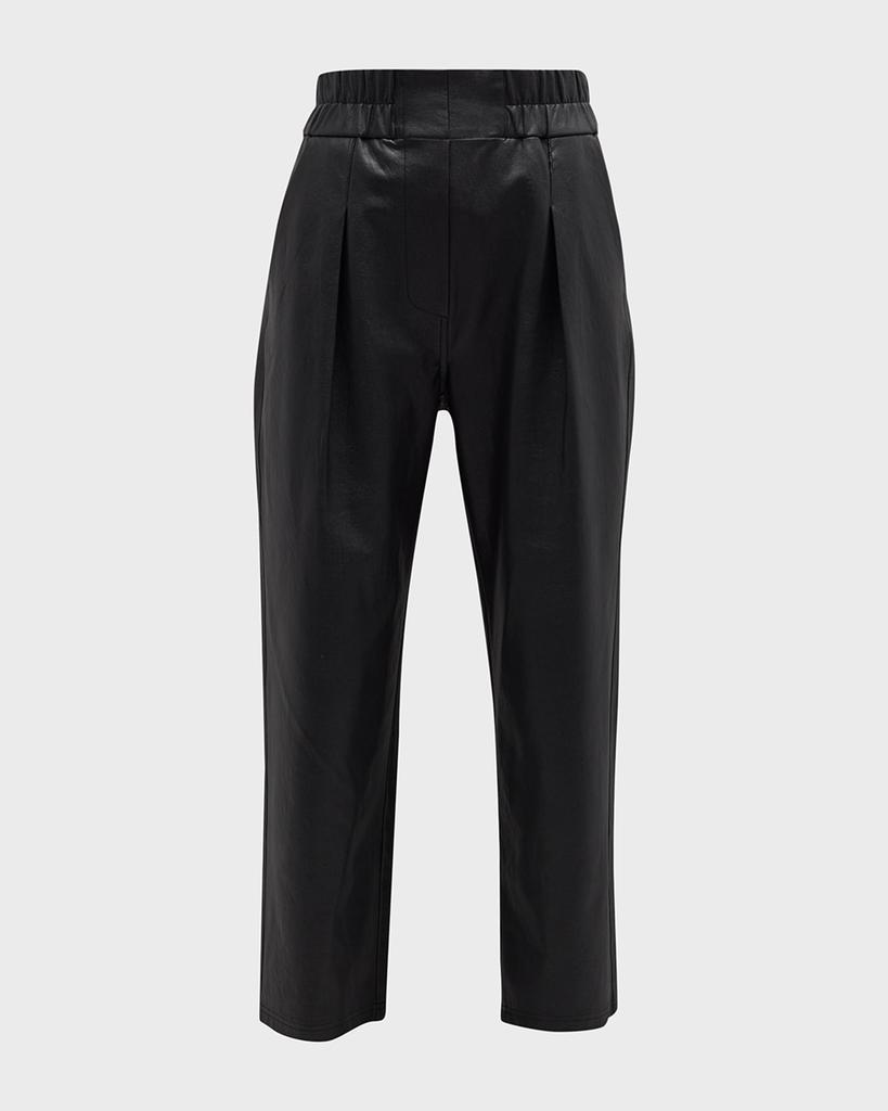 Brochu Walker Fiera Pleated Cropped Vegan Leather Pants
