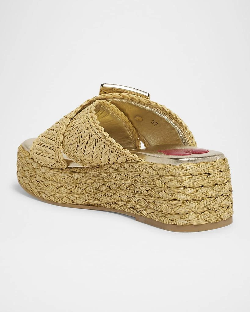 Roger Vivier Strass-Buckle Raffia Platform Sandals 4