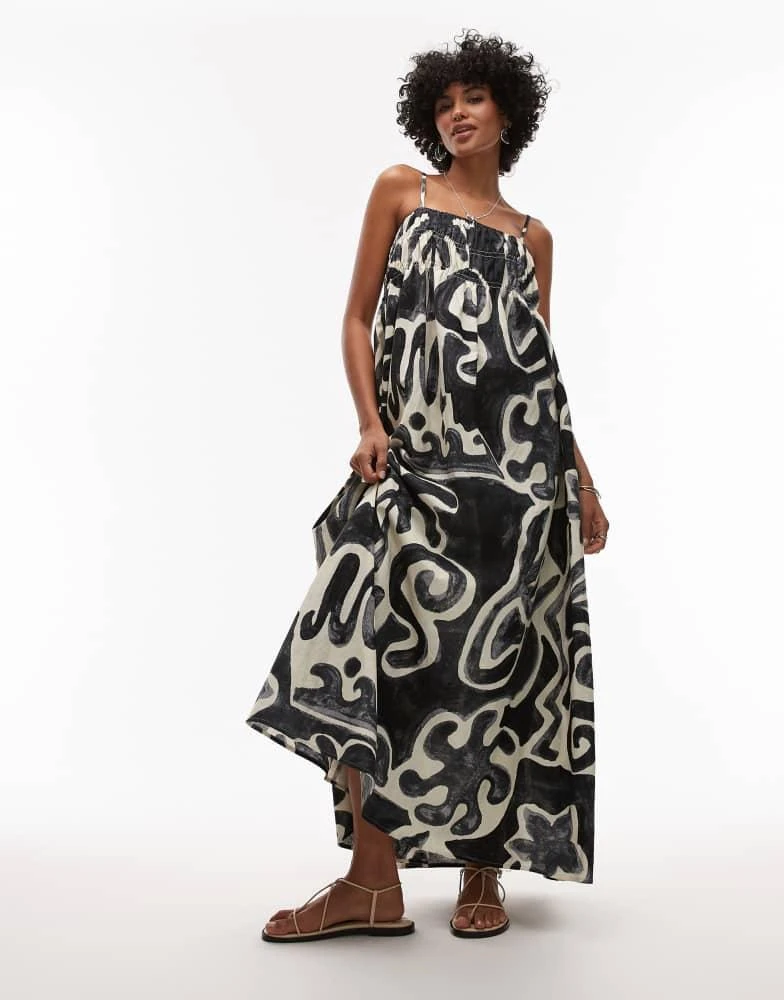 knee length dresses for ladies Orange Floral Print Shirred Bust Midi Dress | Midi Dresses main image 0