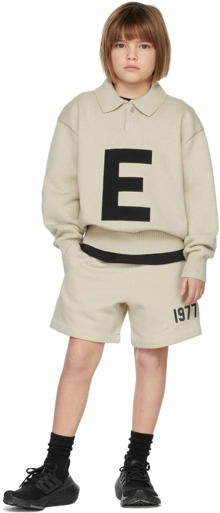 Essentials Kids Beige Knit Big E Polo Sweater 1