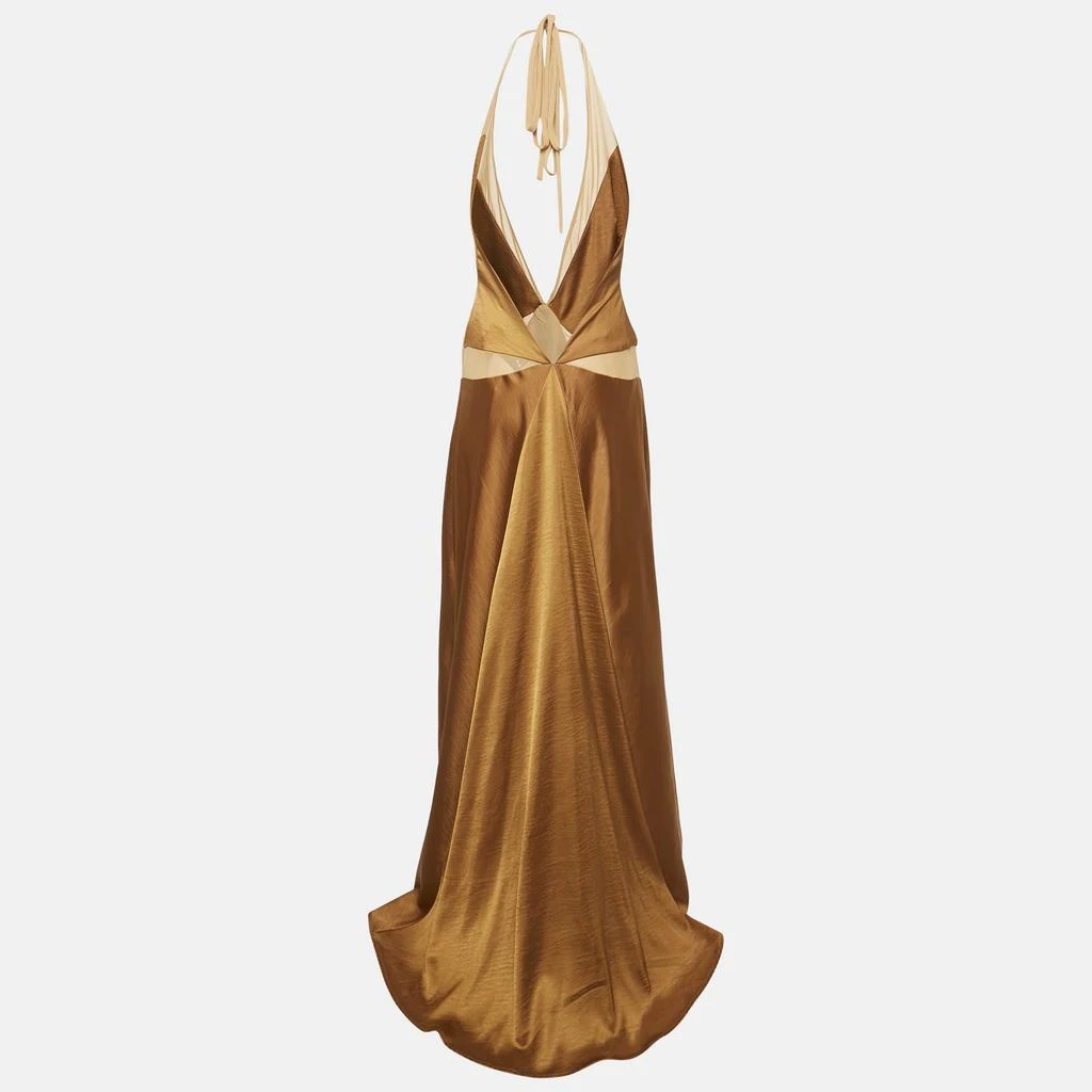 Arcina Ori Arcina Ori Brown Satin Devora Halter Neck Maxi Dress S 2