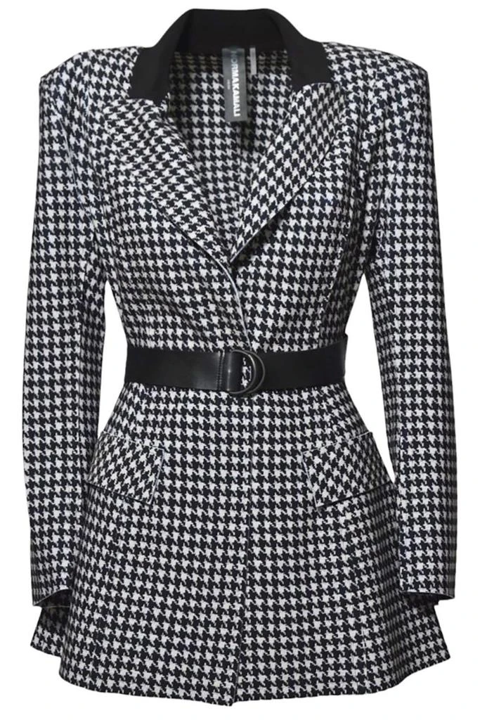 Norma Kamali Norma Kamali Houndstooth Belt Detailed Jacket 1