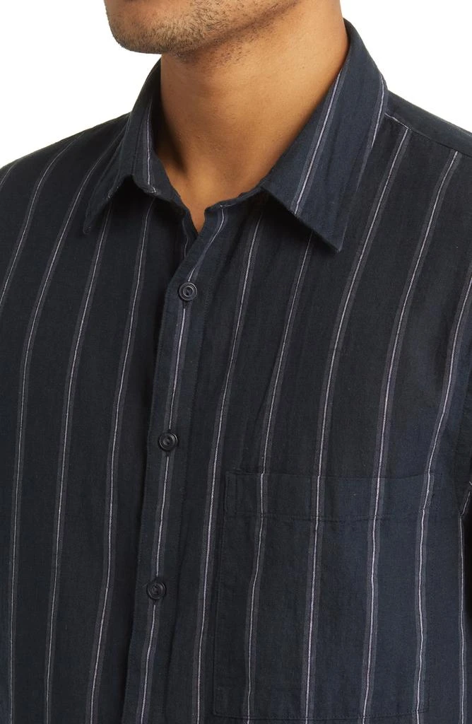 Vince Windsor Stripe Short Sleeve Linen Button-Up Shirt 2