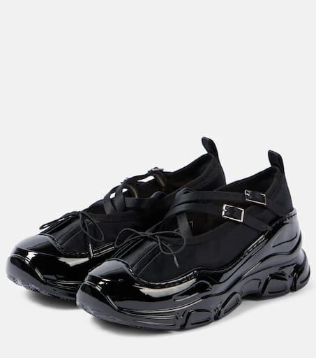 Simone Rocha Crystal Buckle Tracker leather-trimmed shoes 5