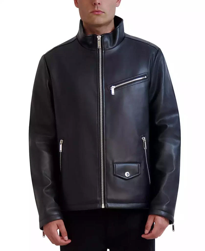 Karl Lagerfeld Paris Men's Faux-Leather Moto Jacket 1