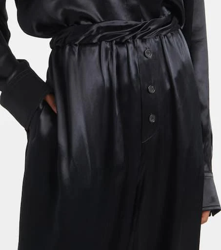 Salvatore Ferragamo Gathered satin wide-leg pajama pants 4