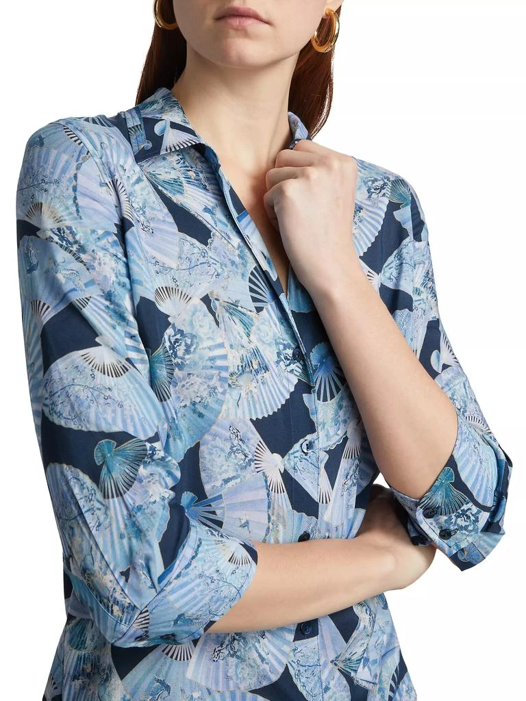L'Agence Camille Abstract Fan Print Three-Quarter-Length-Sleeve Shirt 6