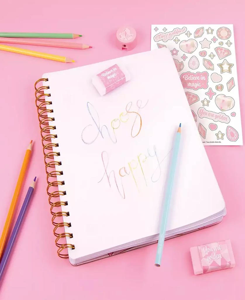Three Cheers For Girls 3C4G Pink Gold-Tone All-in-1 Sketching Set Make It Real, Tweens Girls, Journal Art 200 Page Book, Take Notes in Class, Sketch Doodle, Spark Creativity 5