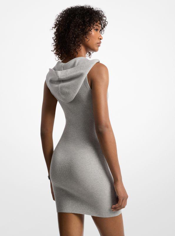 Michael Kors Ribbed Stretch Viscose Hooded Dress