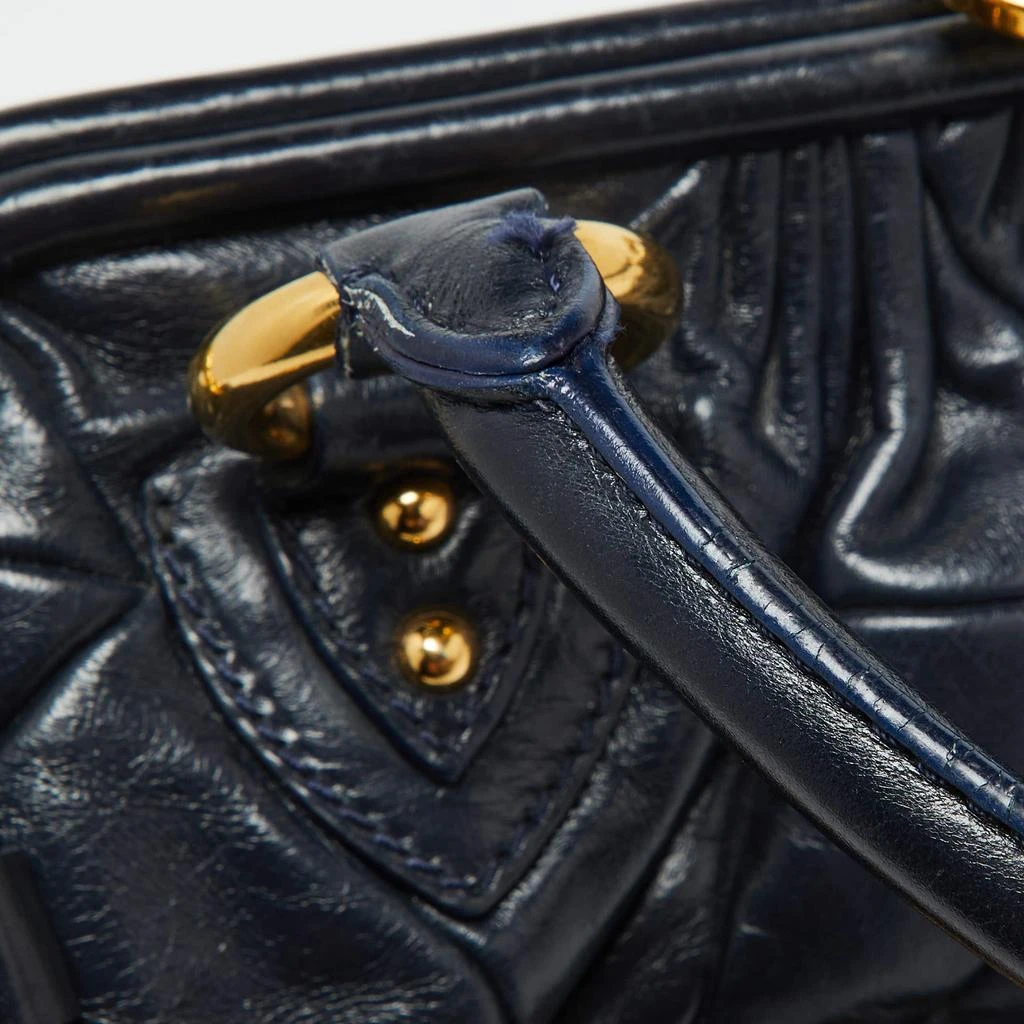 Marc Jacobs Marc Jacobs Navy Blue Quilted Leather Stam Satchel 8