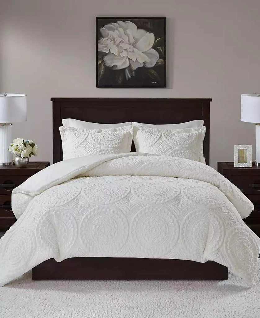 Macy's Arya Embroidered Medallion Faux Fur 3-Pc. Comforter Set 1