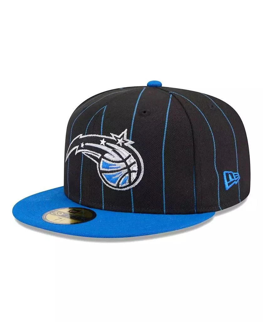 New Era Men's Black/Blue Orlando Magic Pinstripe Two-Tone 59Fifty Fitted Hat 2