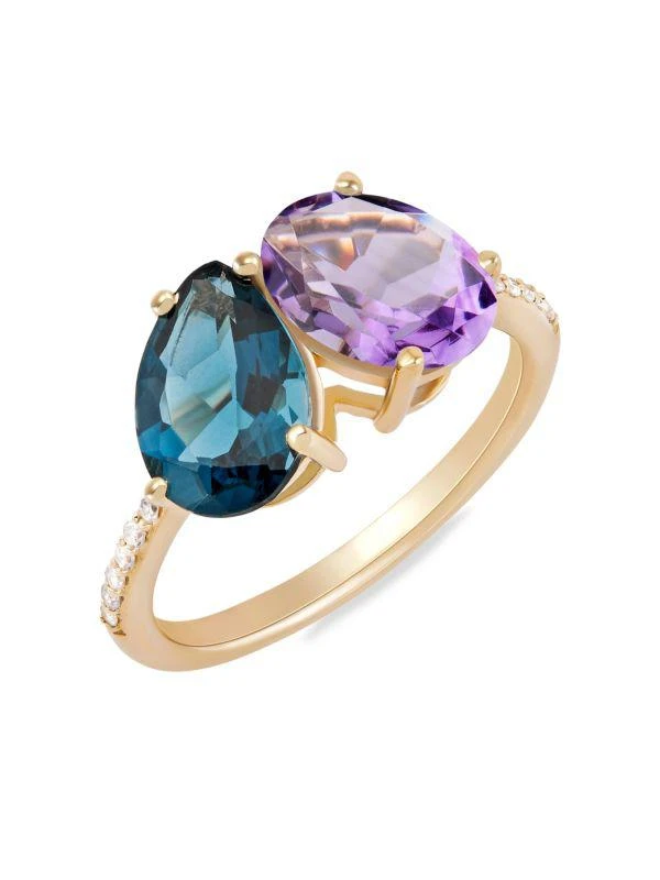 Saks Fifth Avenue 14K Yellow Gold & Multi Stone Ring 1