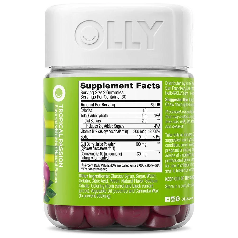 OLLY Daily Energy Gummies - Caffeine Free Tropical Passion 11