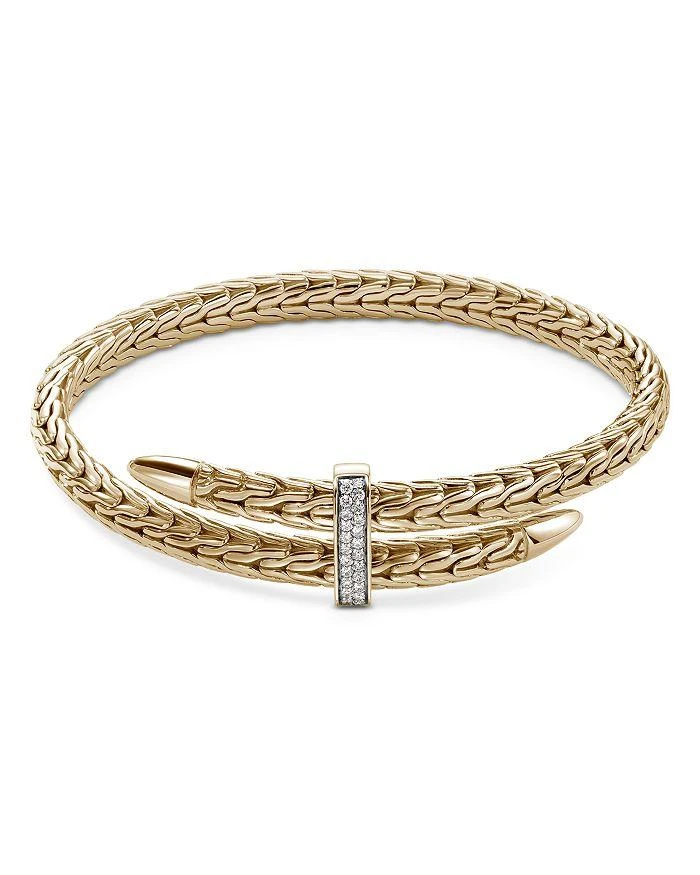 John Hardy 14K Yellow Gold Spear Diamond Woven Cuff Bracelet 1