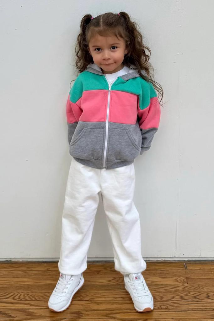 Los Angeles Apparel F1097CB - Kids Flex Fleece Color Block Zip Hoodie