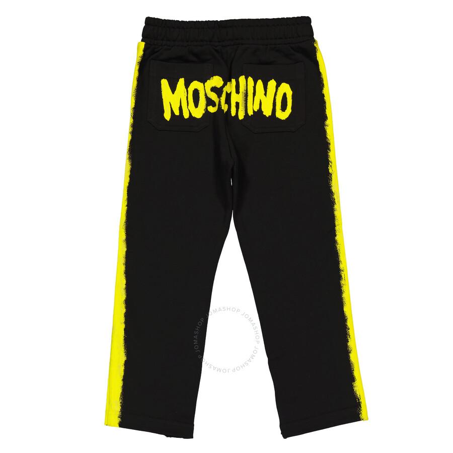 Moschino Moschino Boys Black Cotton Logo Printed Track Pants