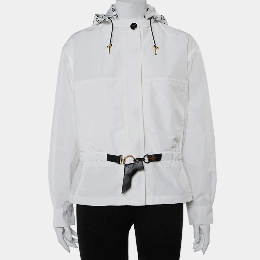 Louis Vuitton Louis Vuitton White Synthetic Logo Printed Hood Detail Belted Parka Jacket M 1