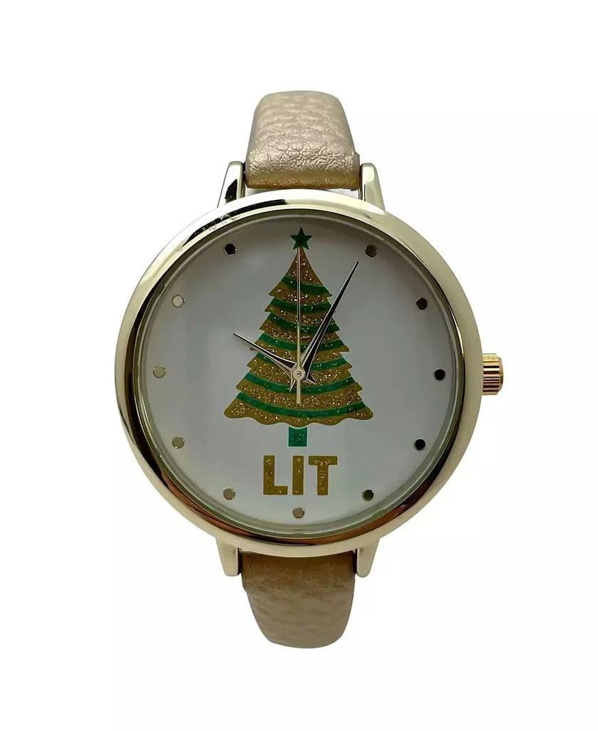 Olivia Pratt Gold Faux Leather Christmas Themed Women Watches 1