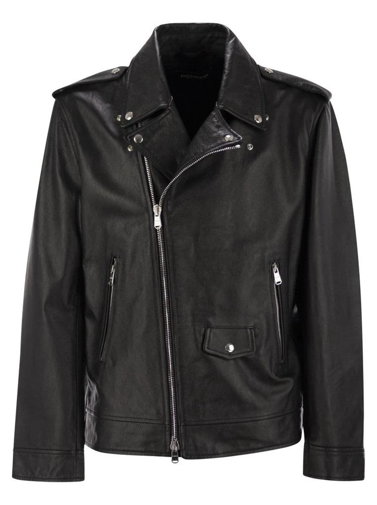 DONDUP Black Biker Jacket in Nappa Leather