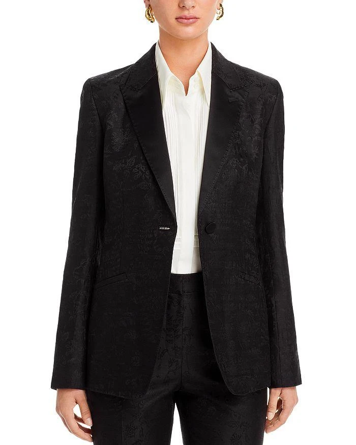 Lafayette 148 New York Satin Lapel Floral Blazer 3