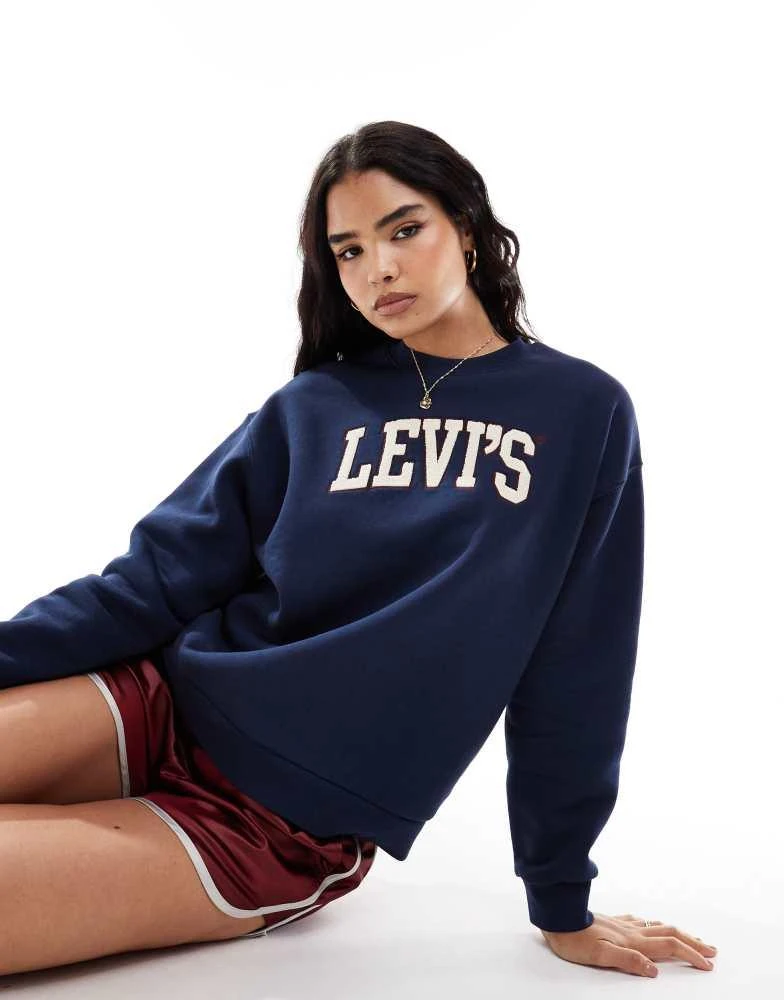 Levi's Levi's Salinas varsity chenille logo relaxed fit sweatshirt in navy 2