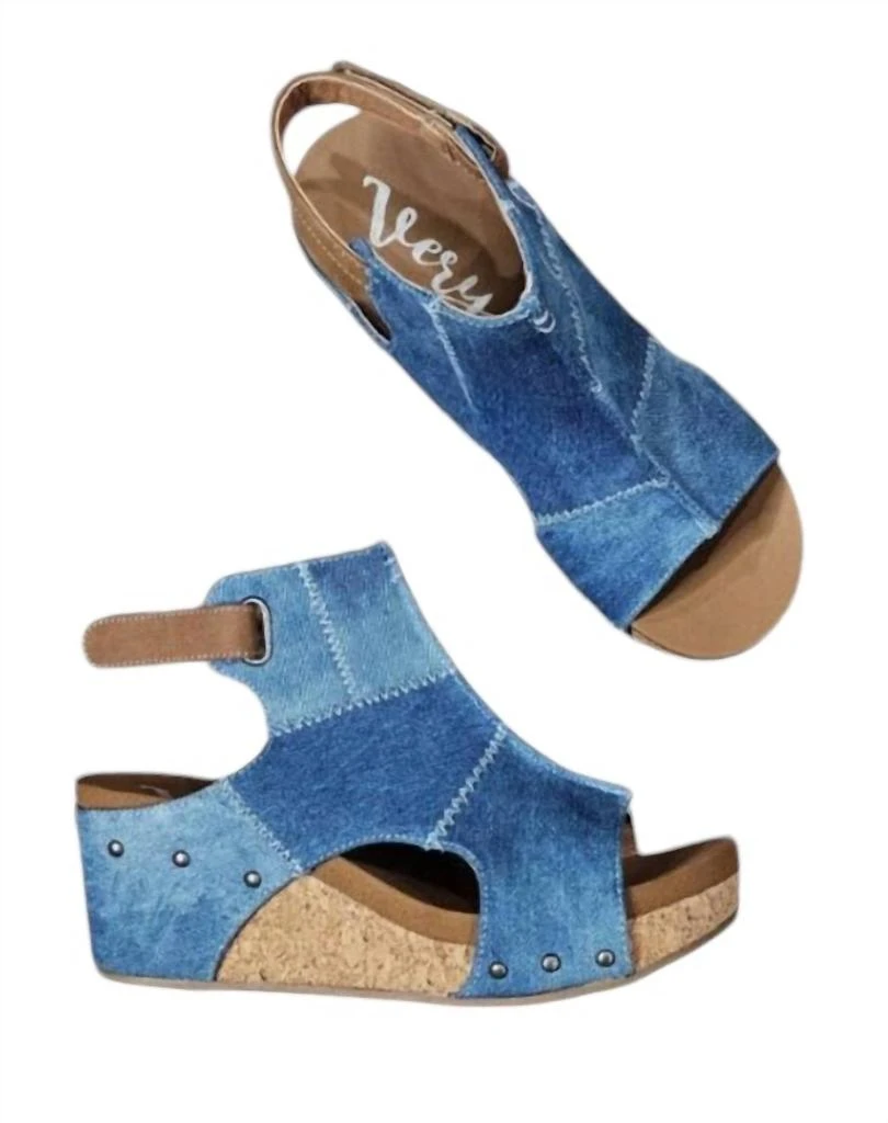 Very G Lala Denim Wedge Sandal In Blue 3