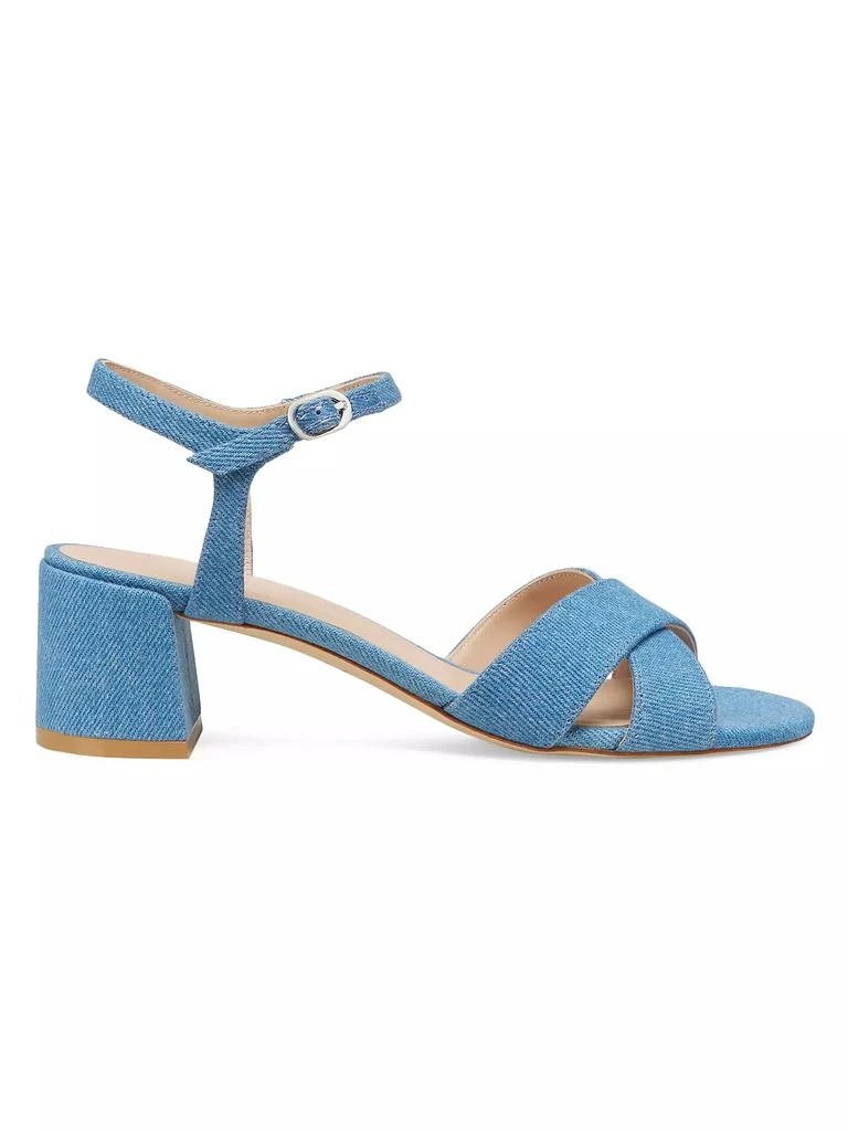 Stuart Weitzman Dayna 50MM Denim Block-Heel Sandals 1