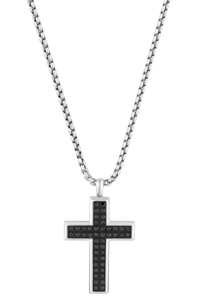 Effy Sterling Silver Black Spinel Cross Pendant Necklace 1
