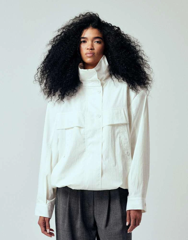 ASOS ASOS DESIGN iconic funnel neck sports jacket in ivory