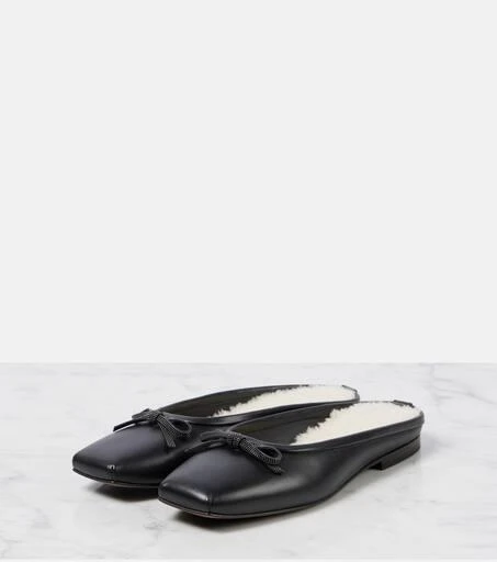 Brunello Cucinelli Monili shearling-lined leather mules 4