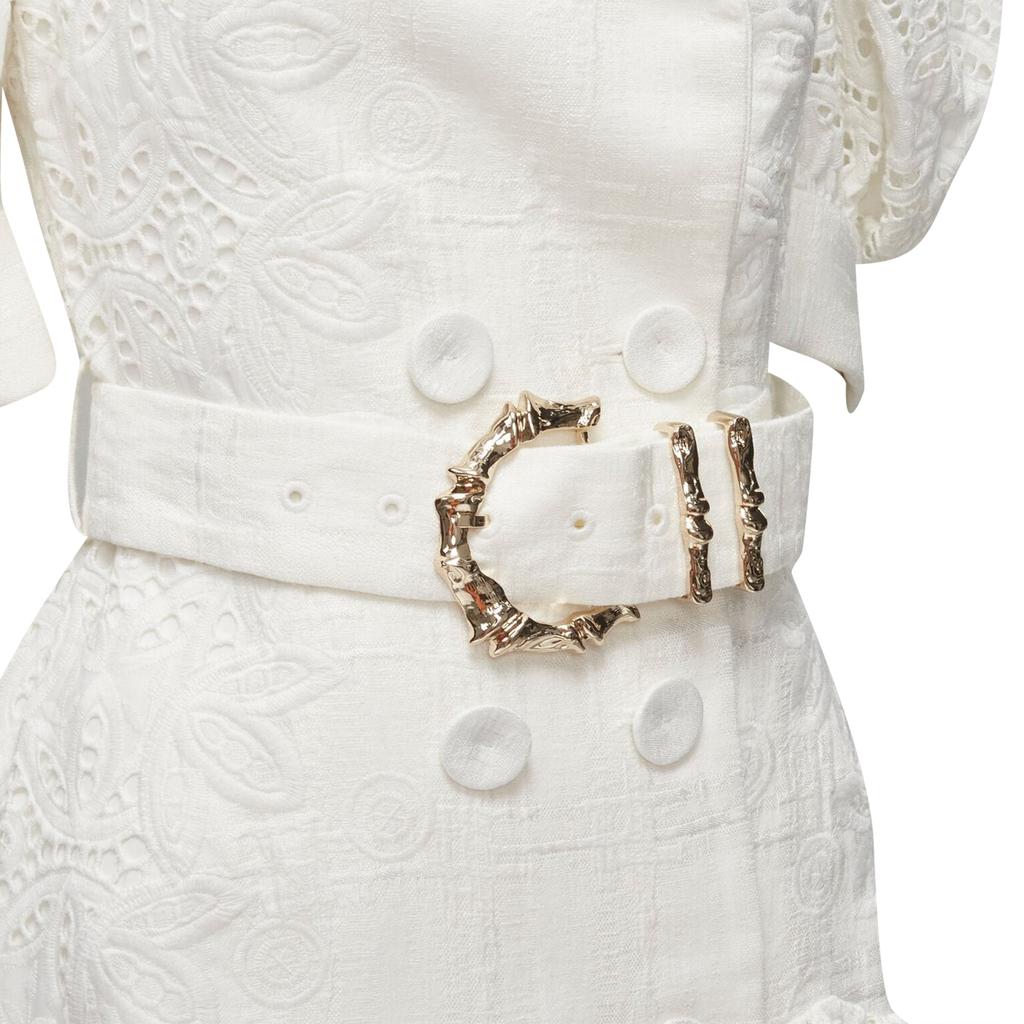 Acler Acler embroidery eyelet puff sleeve belted double breasted dress