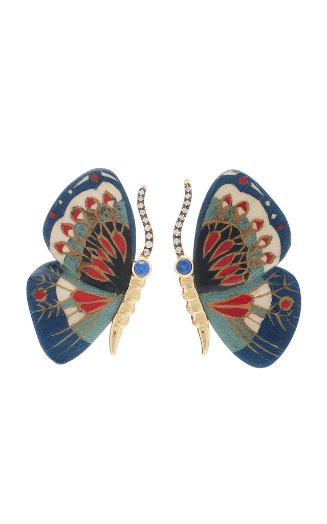 Silvia Furmanovich Silvia Furmanovich - Marquetry Butterfly Diamond 
Blue Sapphire Earrings - Blue - OS - Moda Operandi - Gifts For Her