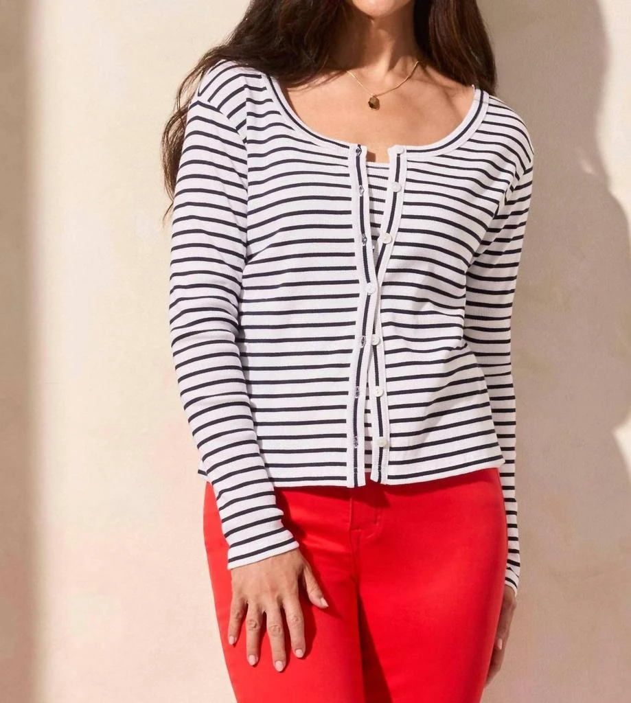 Tribal Tribal - Baby Rib Crew Neck Cardigan -plus 1