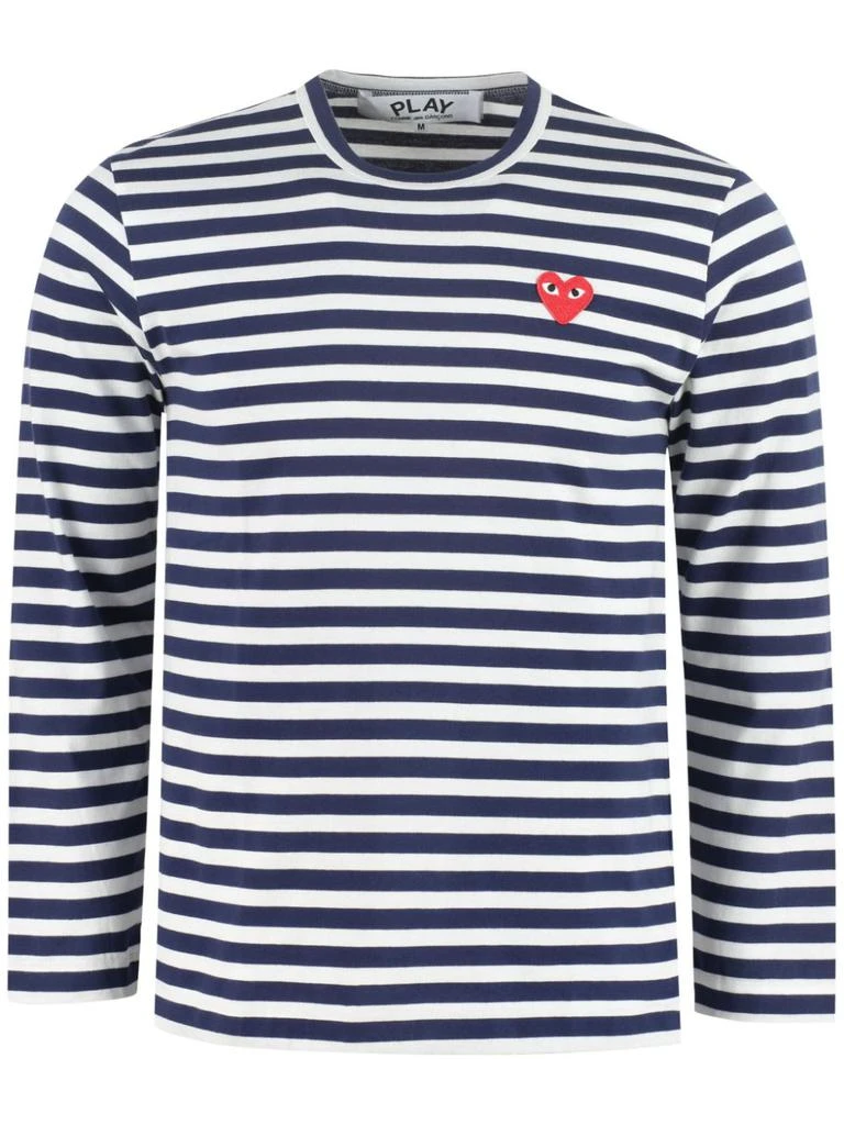 Comme des Garcons COMME DES GARCONS PLAY - Logo Striped Cotton T-shirt 1