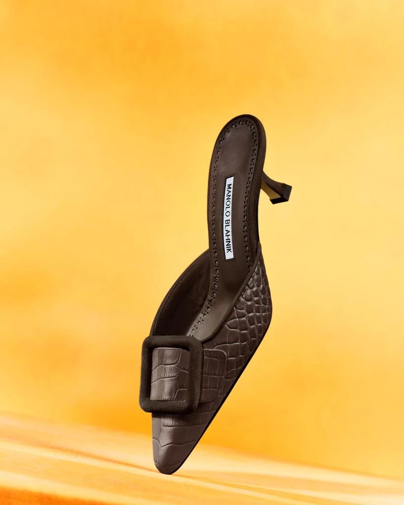 Manolo Blahnik Maysale Croco Buckle Mule Pumps 2