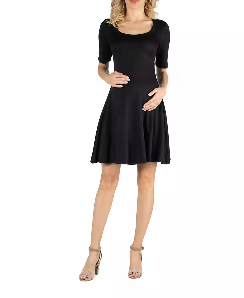 24seven Comfort Apparel Knee Length A Line Elbow Sleeve Maternity Dress 1