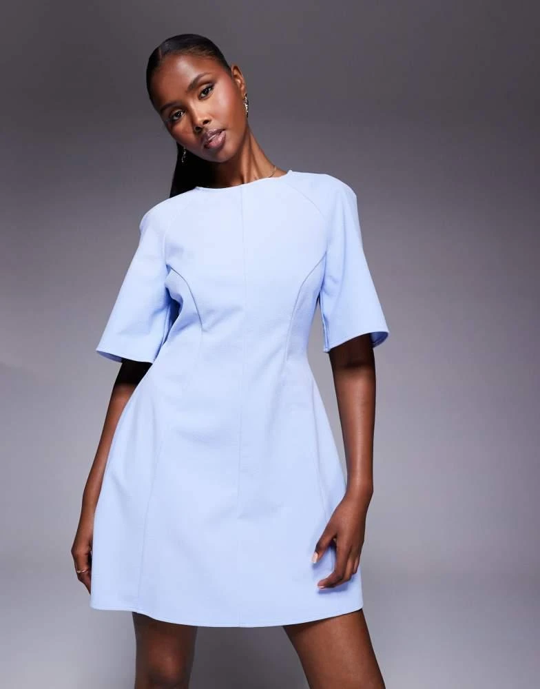 blue mini dress one shoulder One Shoulder Bow Satin Mini Dress