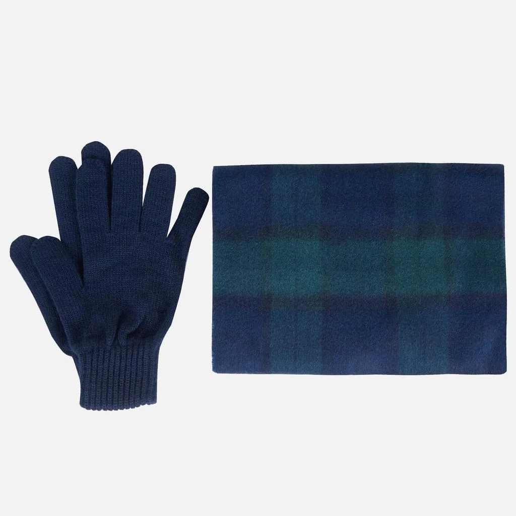 Barbour Barbour Men's Tartan Scarf and Gloves Gift Set - Navy Check 1