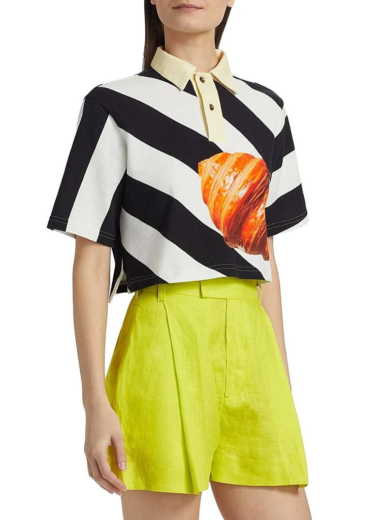BruceGlen Croissant Striped Crop Rugby Polo Shirt 4