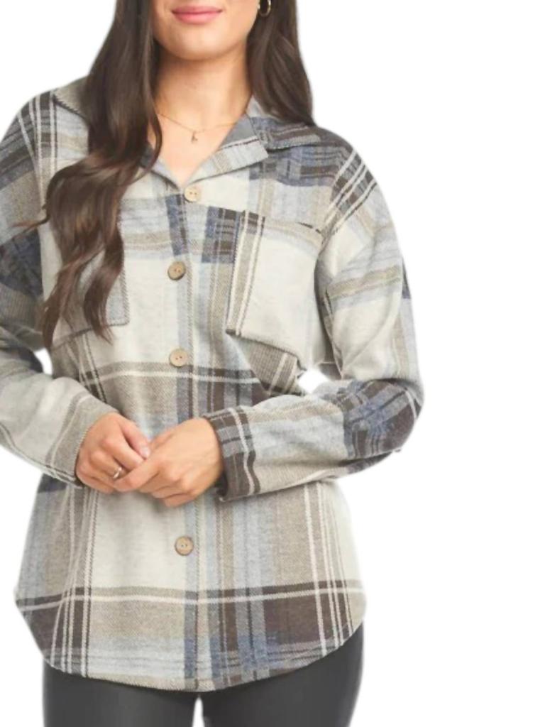 Papillon Plaid Shacket In Grey
