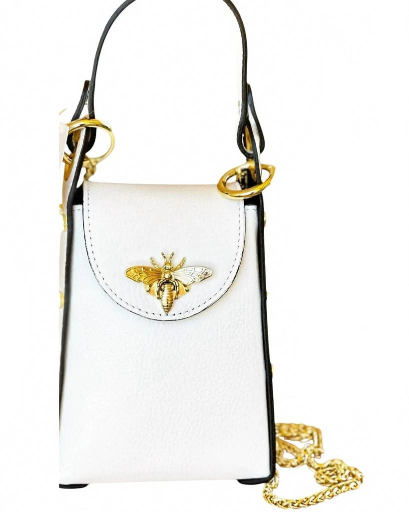 Jijou Capri Women
s Bumblebee Leather Cellphone Case Bag In White 1
