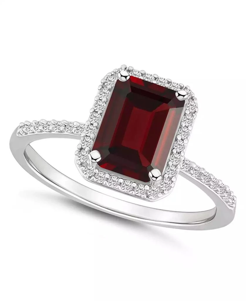Macy
s Garnet (1-9/10 ct. t.w.) and Lab-Grown White Sapphire (1/4 ct. t.w.) Halo Ring in 10K White Gold