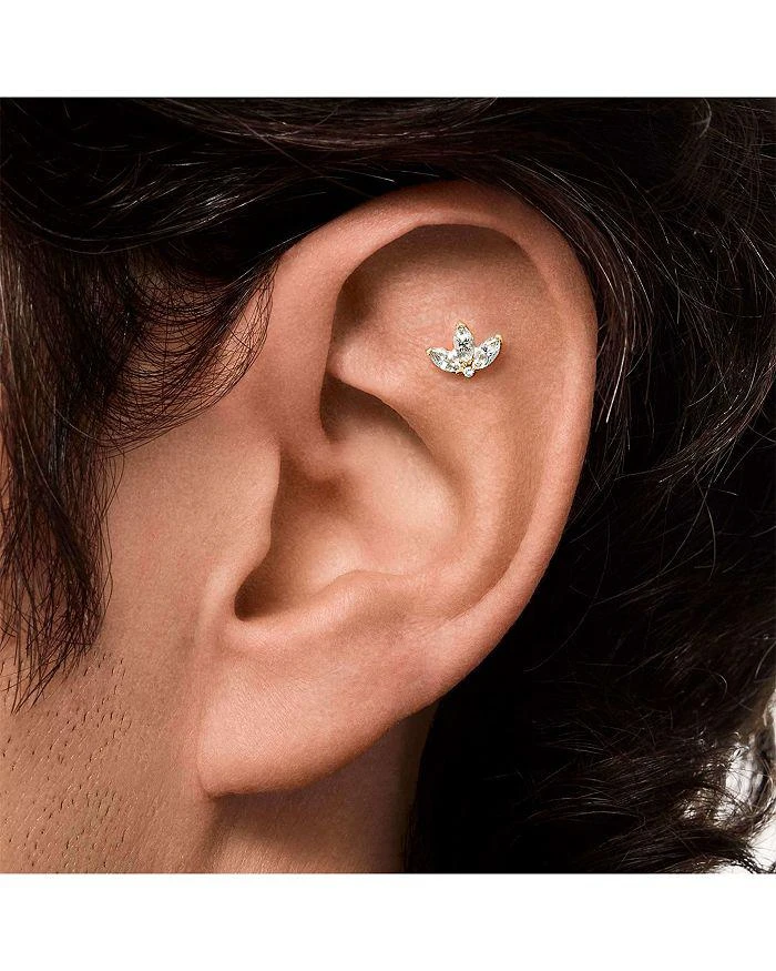 Maria Tash 18K Yellow Gold Diamond Lotus Stud Earring 2