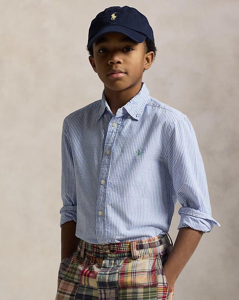 Ralph Lauren Ralph Lauren Boys Striped Logo Shirt in Blue