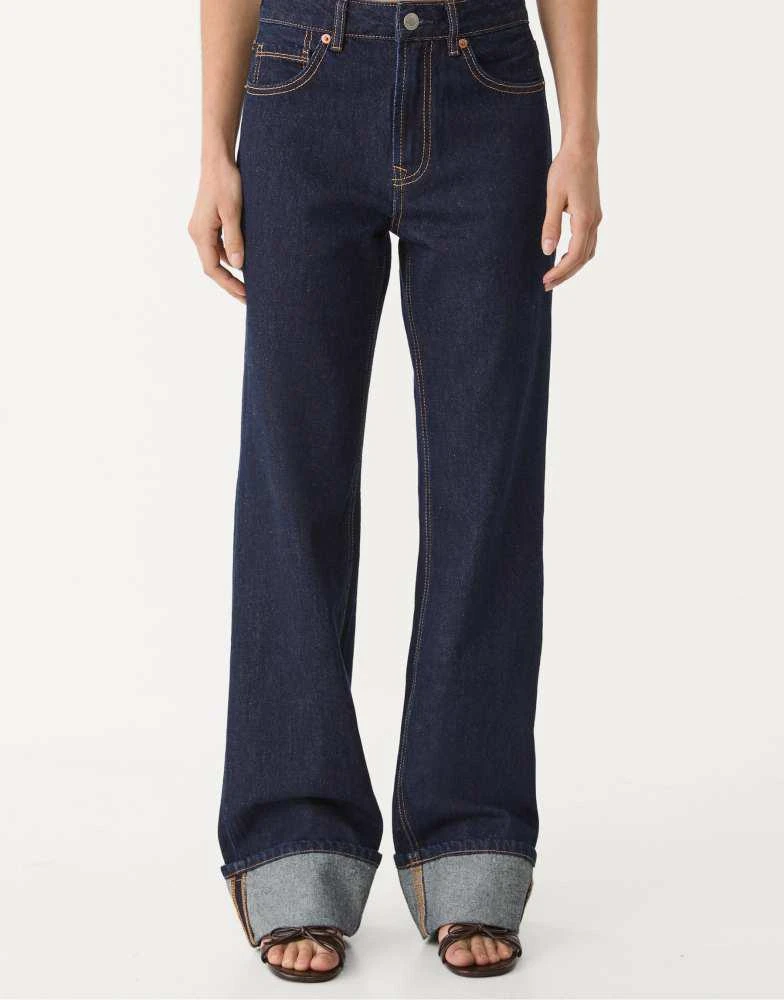 Stradivarius Stradivarius D92 straight wide-leg jeans in dark denim 4