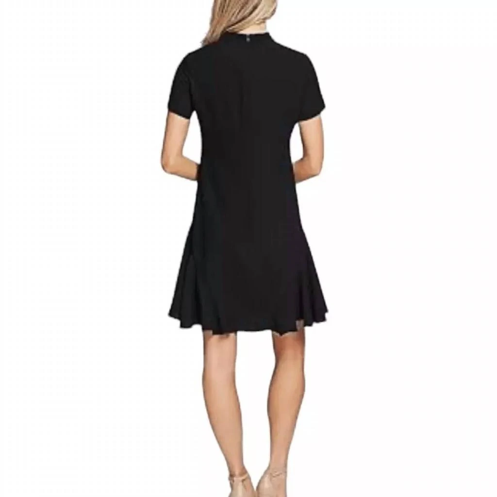 CeCe Tie Neck Short Sleeve Dress In Black 2